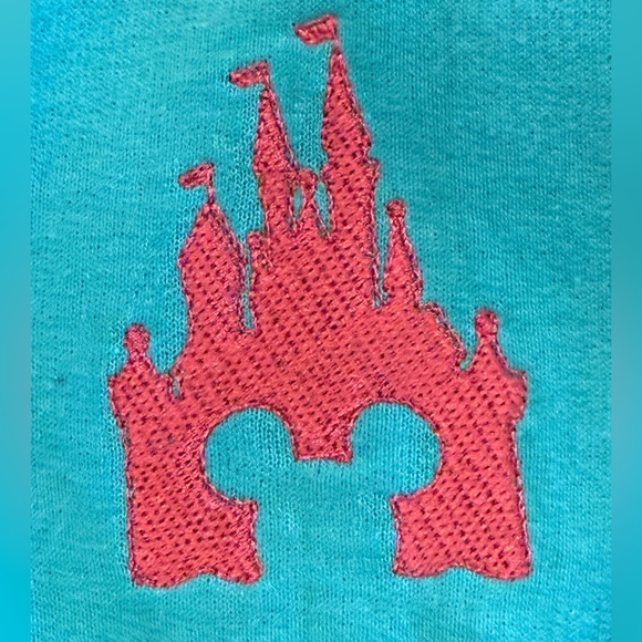 Happily Ever After Embroidered Teal Sweatshirt with Hot Pink Thread Disney - Picture 4 of 7